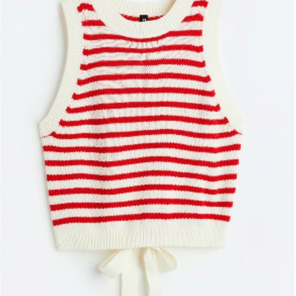 Red and White Striped Knit Top - Picture 3 of 7